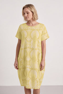 Annalise Print Cotton Yellow Dress