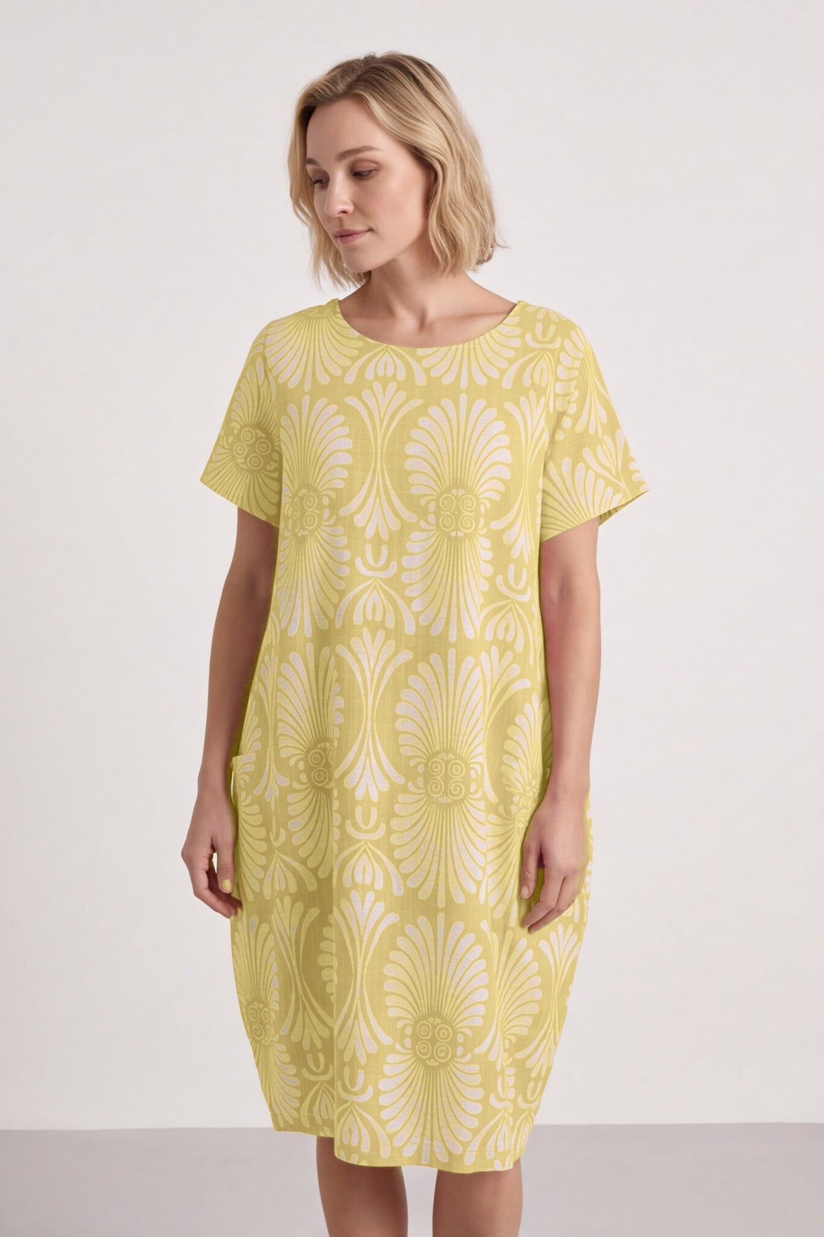 Annalise Print Cotton Yellow Dress