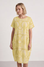 Annalise Print Cotton Yellow Dress Light Yellow - Annalise Print Cotton Yellow Dress
