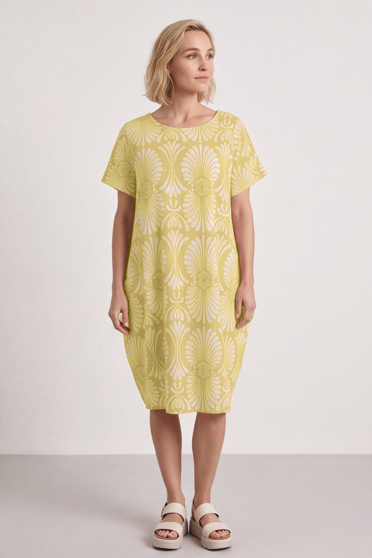 Annalise Print Cotton Yellow Dress