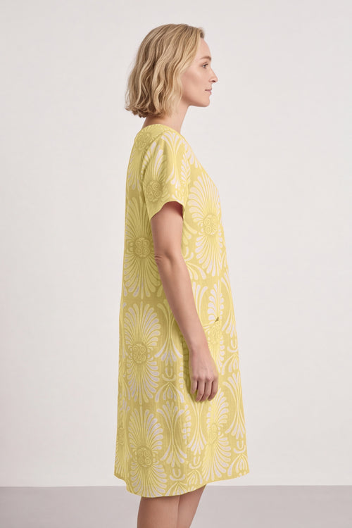 Annalise Print Cotton Yellow Dress - Image 2