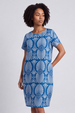 Annalise Print Cotton Dress Blue Blue - Annalise Print Cotton Dress Blue