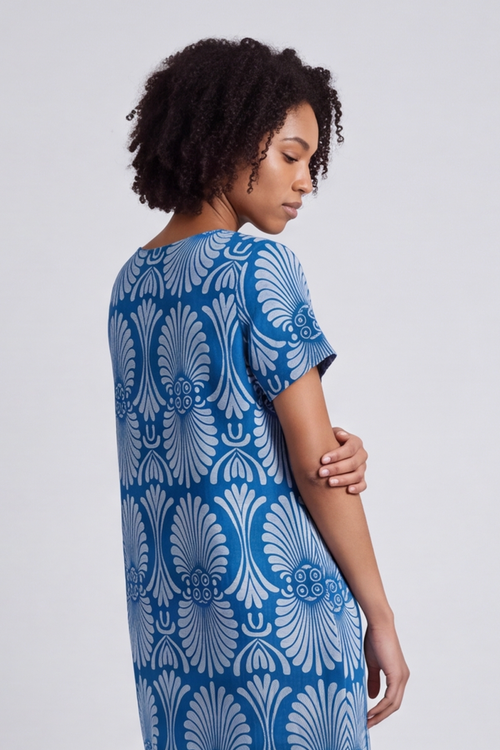 Annalise Print Cotton Dress Blue - Image 2