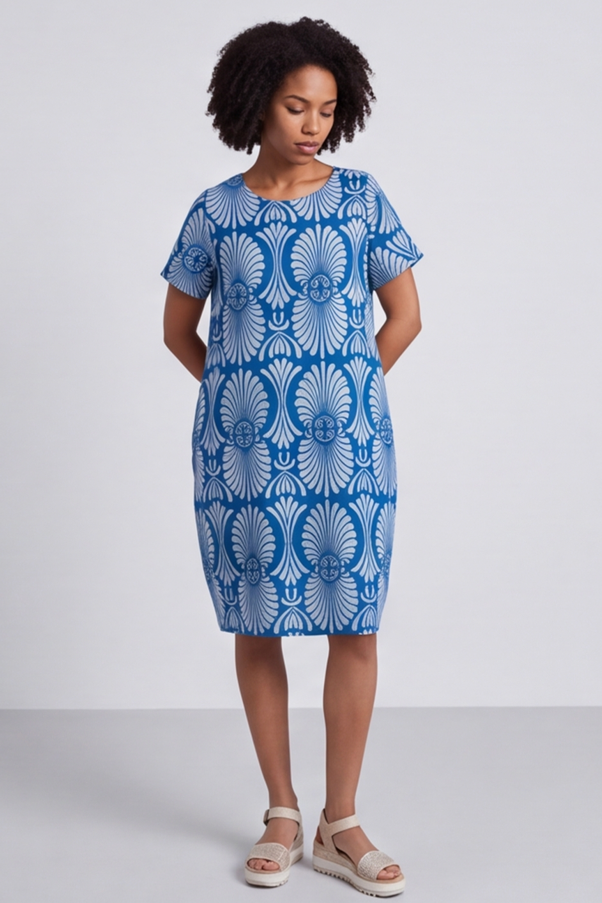 Annalise Print Cotton Dress Blue