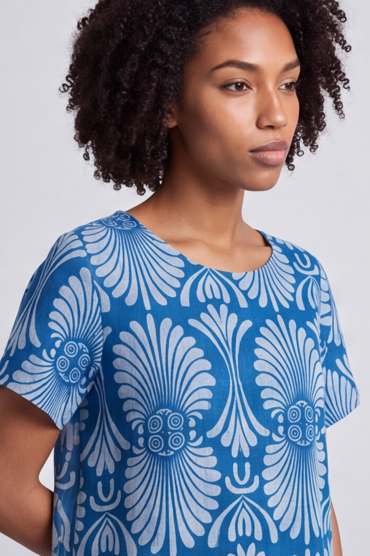 Annalise Print Cotton Dress Blue