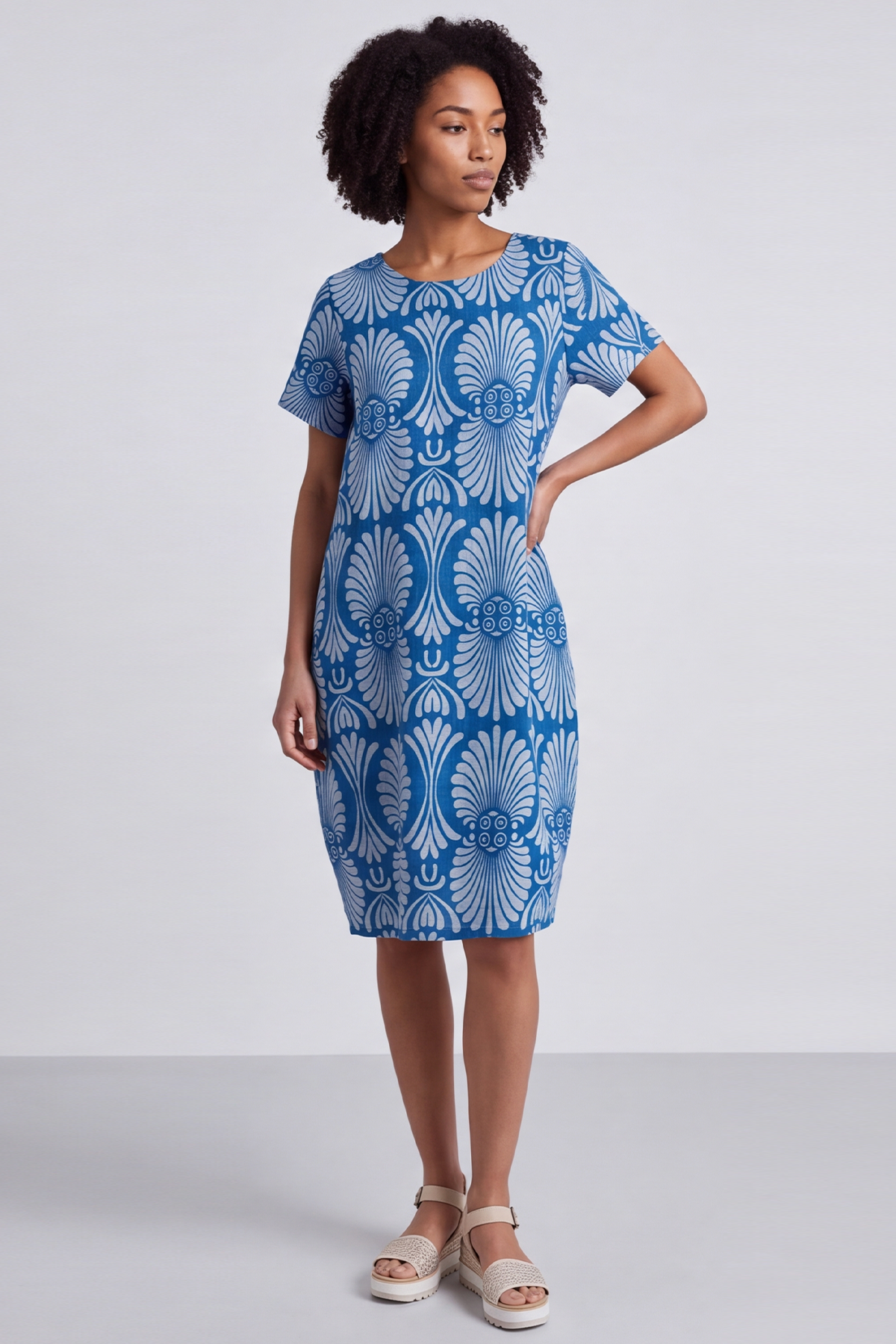 Annalise Print Cotton Dress Blue