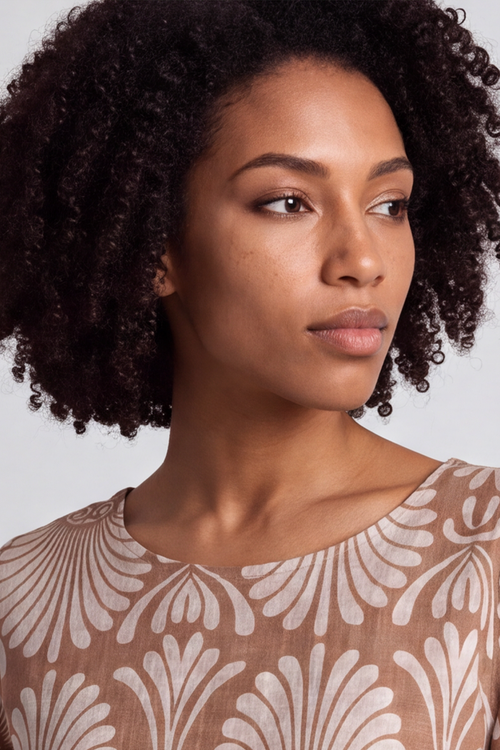 Annalise Print Cotton Mocha Dress - Image 4