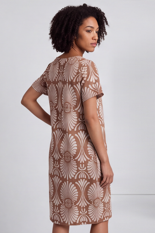 Annalise Print Cotton Mocha Dress - Image 2