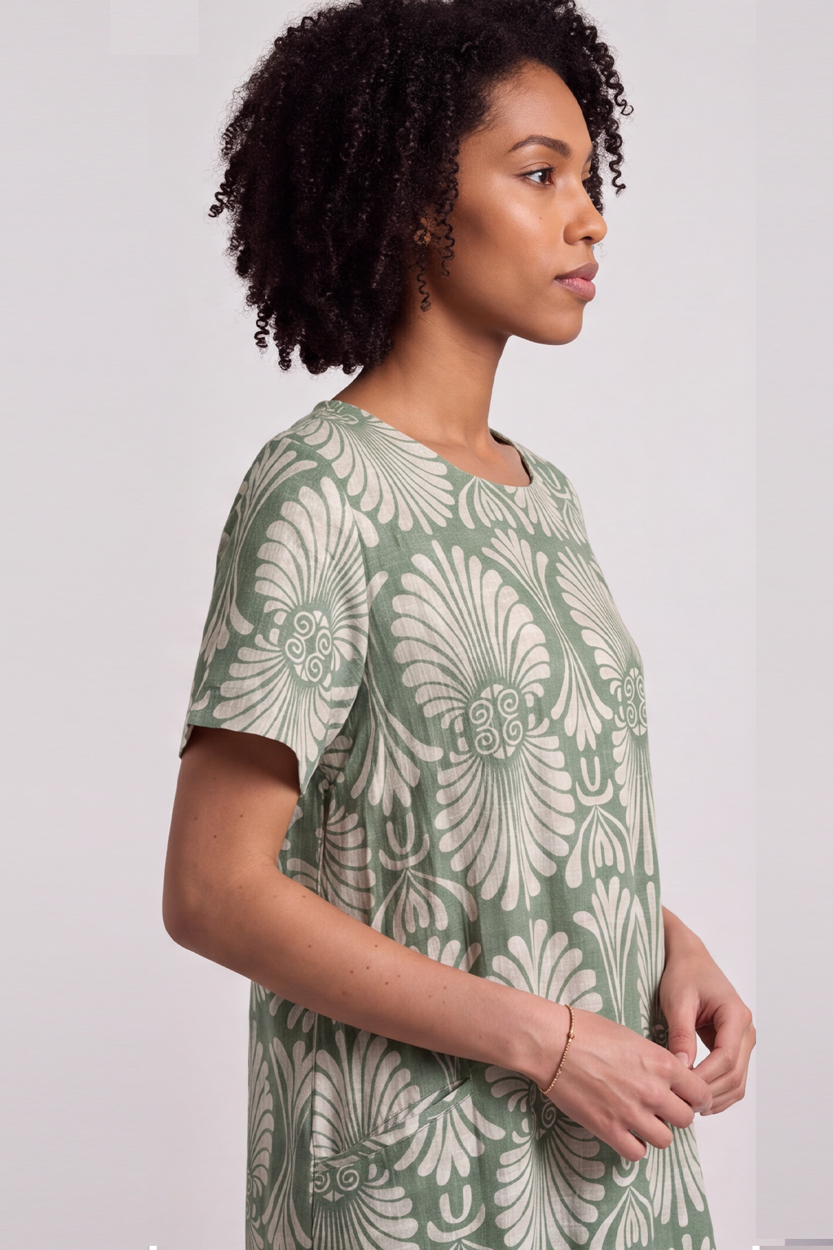 Annalise Print Cotton Green Dress