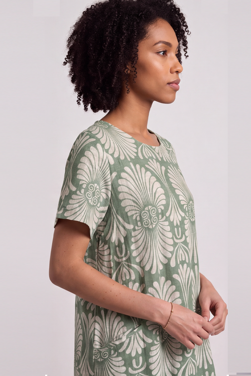 Annalise Print Cotton Green Dress - Image 2