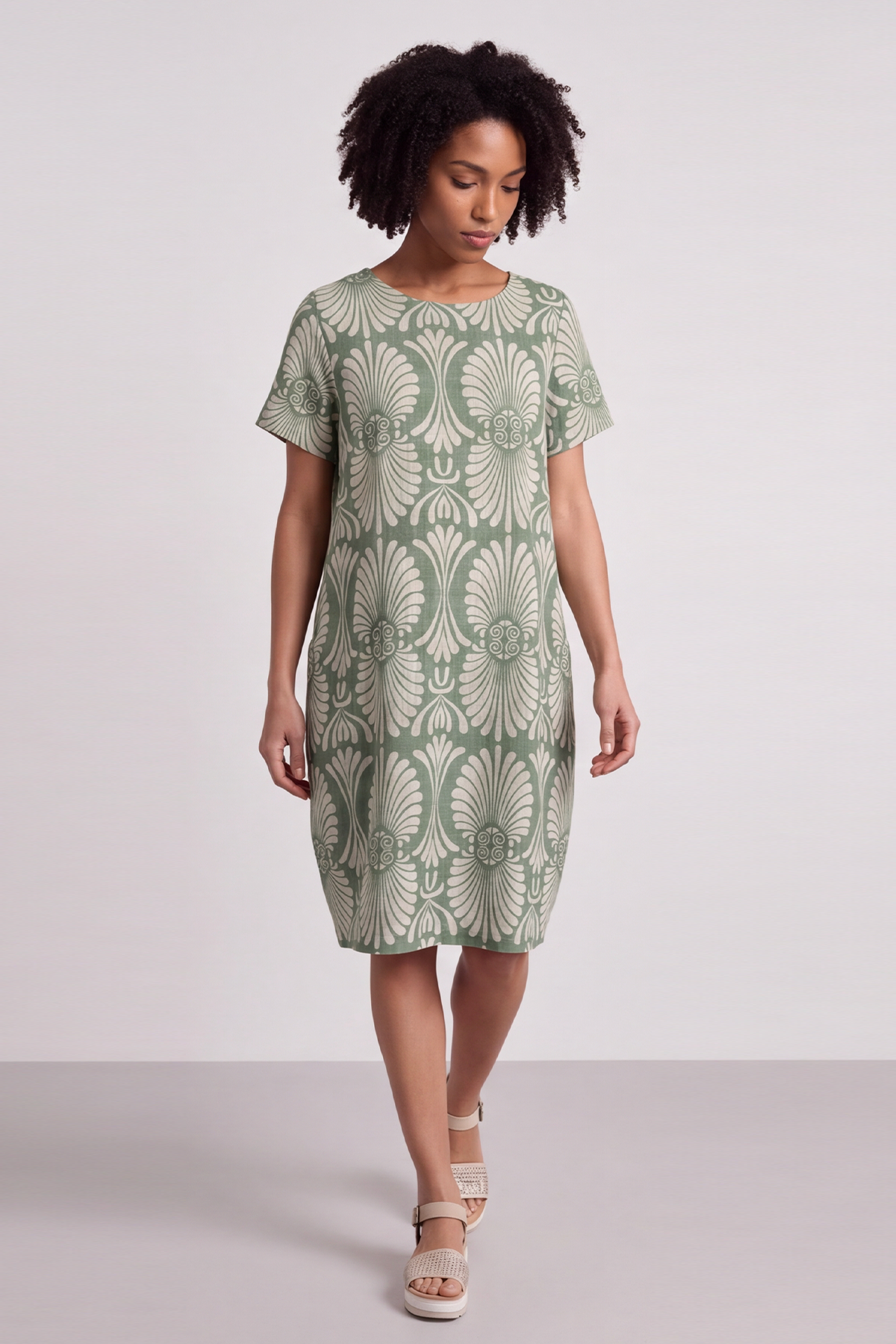 Annalise Print Cotton Green Dress