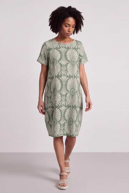 Annalise Print Cotton Green Dress - Image 3