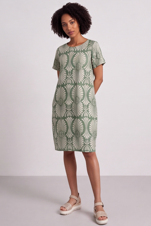 Annalise Print Cotton Green Dress - Image 4