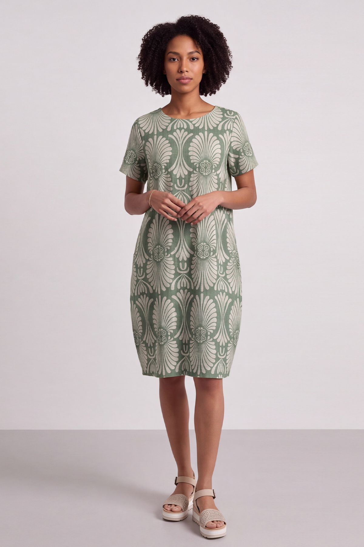Annalise Print Cotton Green Dress