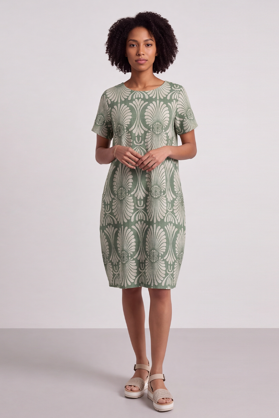 Annalise Print Cotton Green Dress