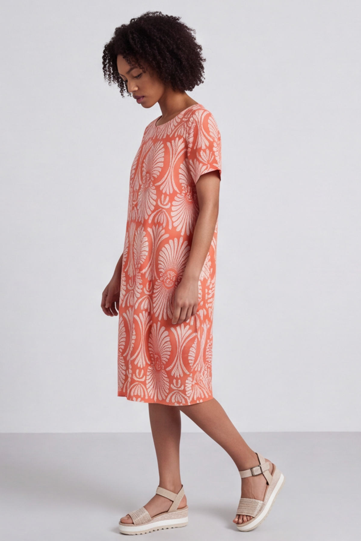 Annalise Print Cotton Orange Dress