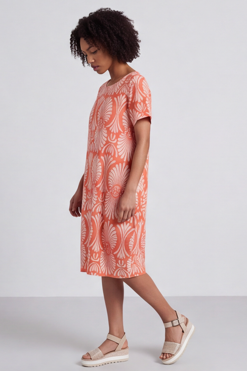 Annalise Print Cotton Orange Dress - Image 2