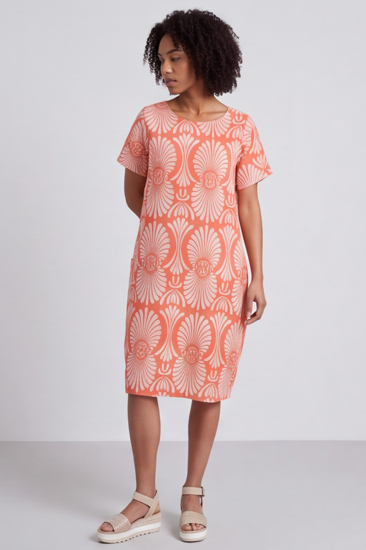 Annalise Print Cotton Orange Dress