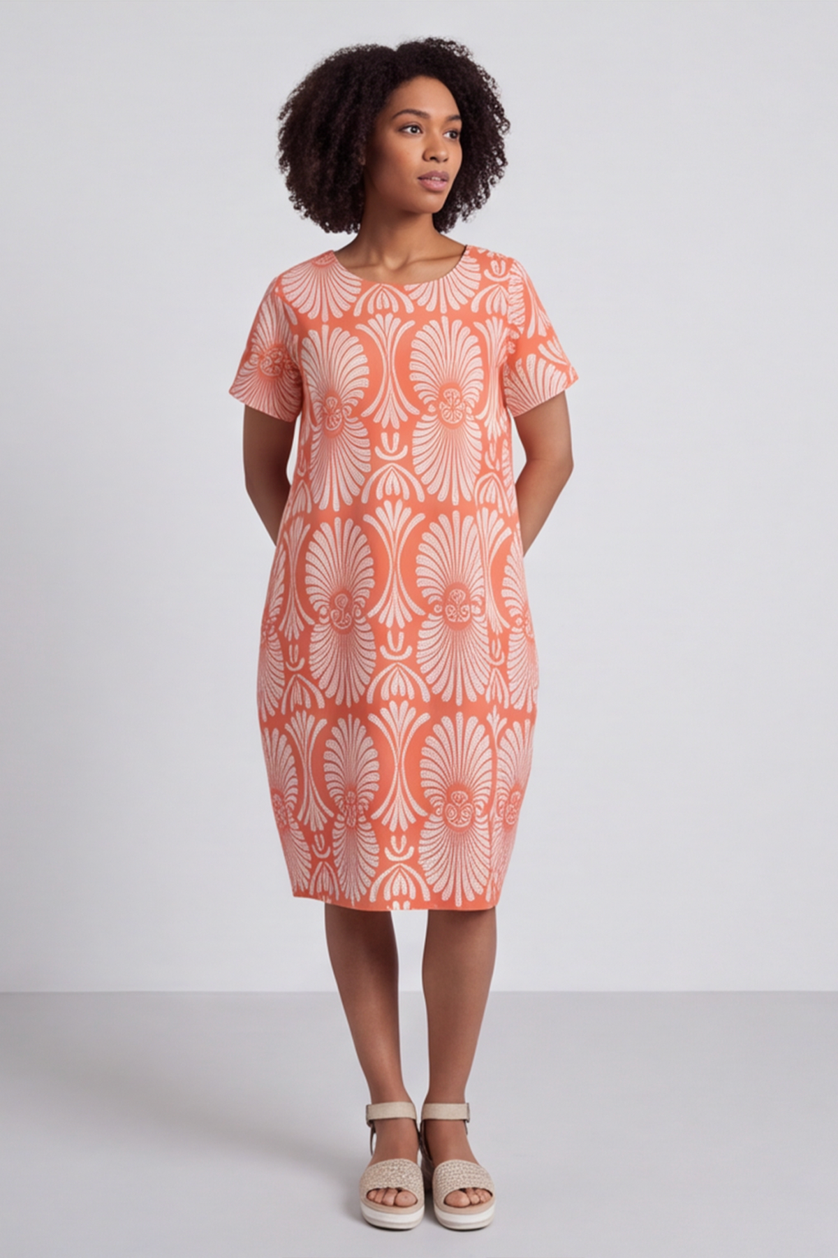 Annalise Print Cotton Orange Dress