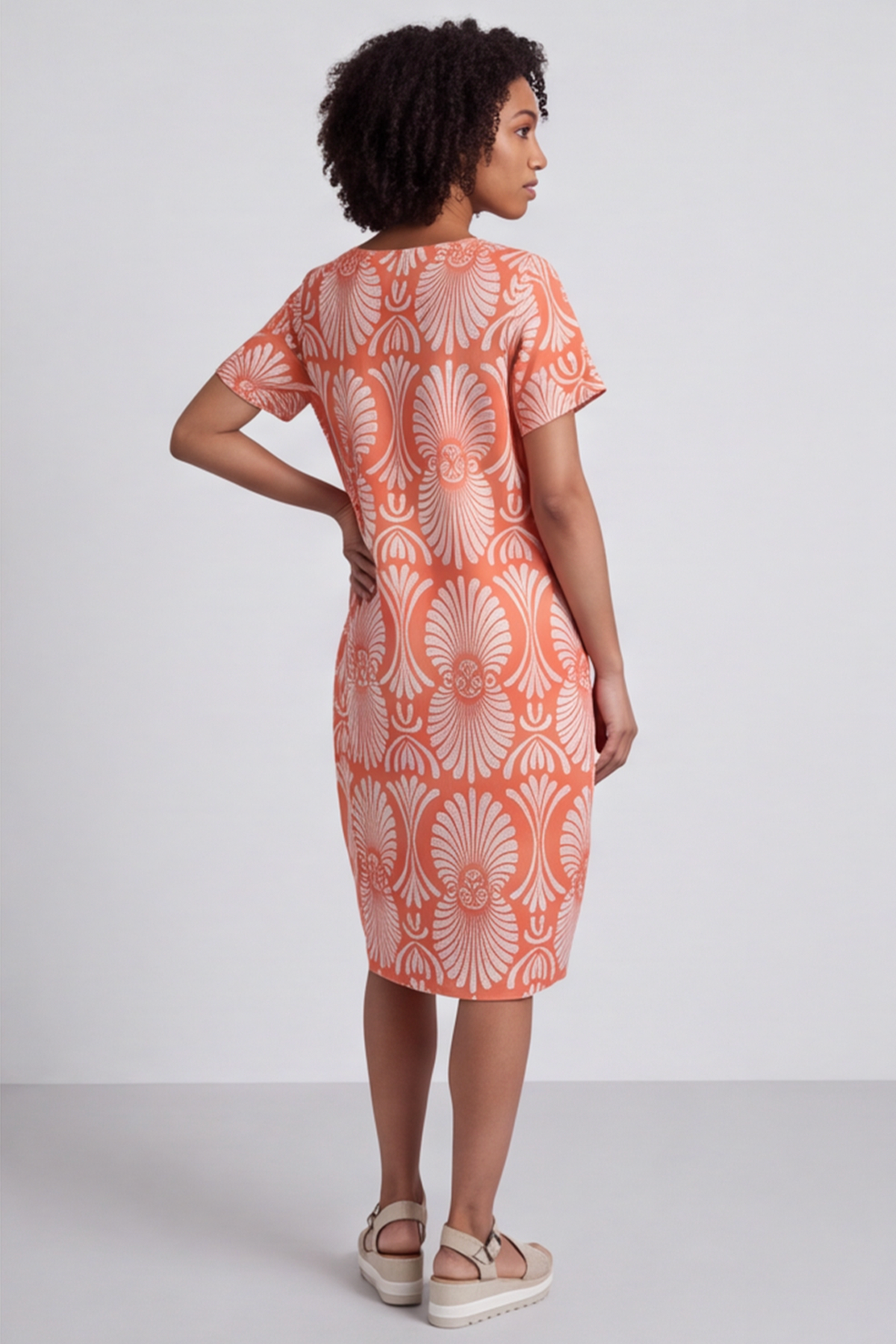 Annalise Print Cotton Orange Dress