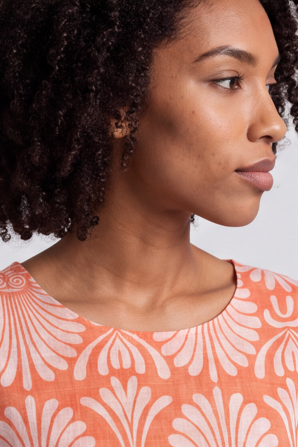 Annalise Print Cotton Orange Dress