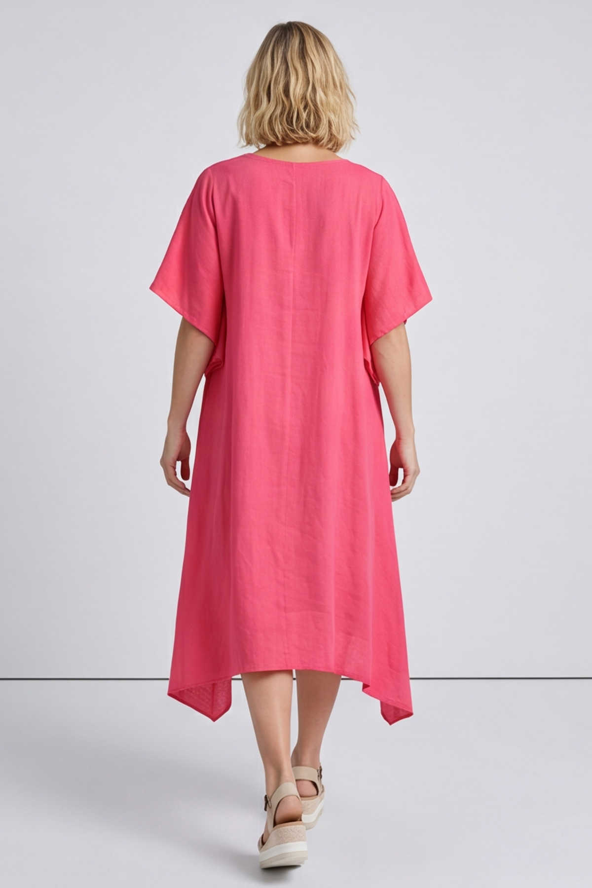 Anya Dip Side Linen Tunic Fuchsia