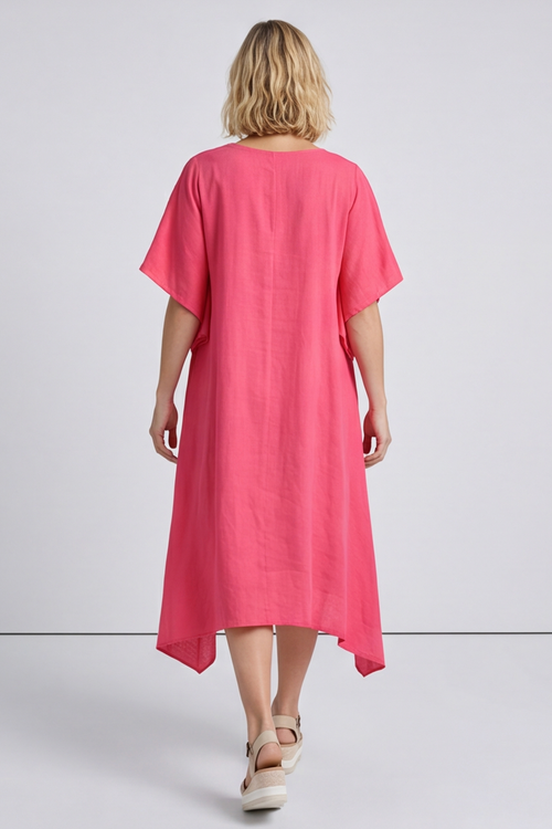 Anya Dip Side Linen Tunic Fuchsia - Image 4