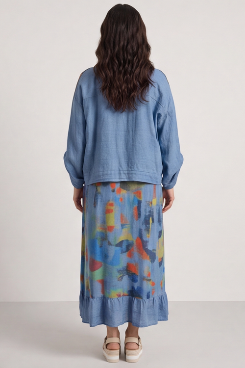 Ariella Linen Dress and Jacket Set Blue - Image 6