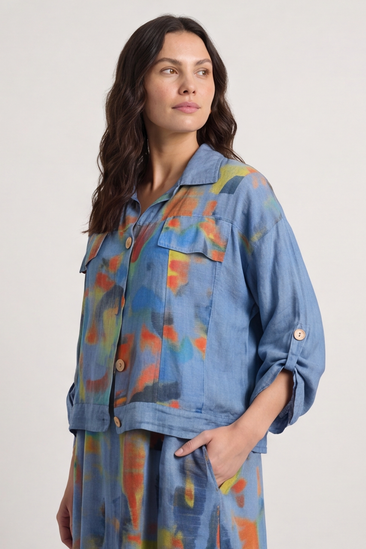 Ariella Linen Dress and Jacket Set Blue
