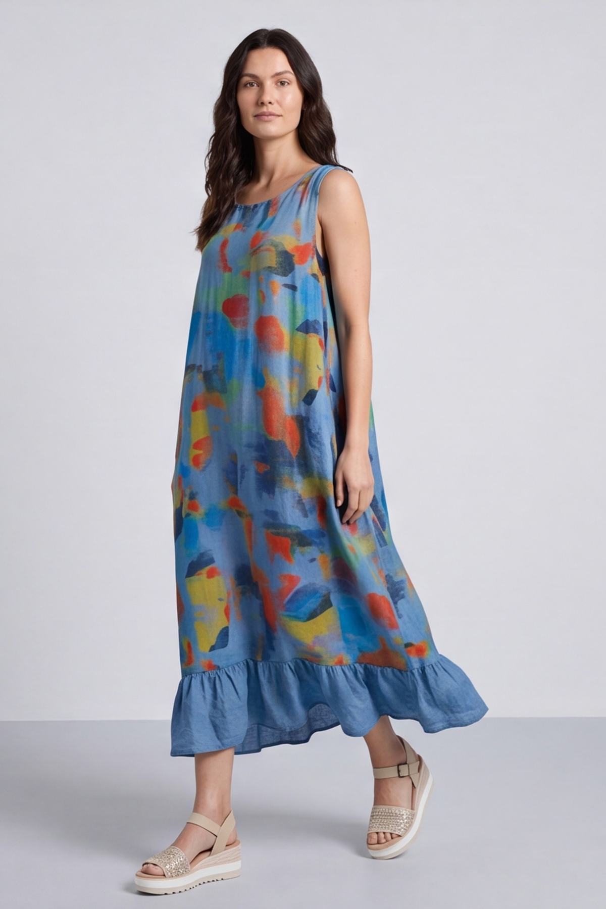 Ariella Linen Dress and Jacket Set Blue