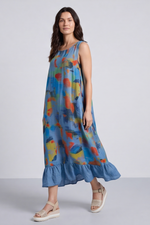 Ariella Linen Dress and Jacket Set Blue Blue - Ariella Linen Dress and Jacket Set Blue