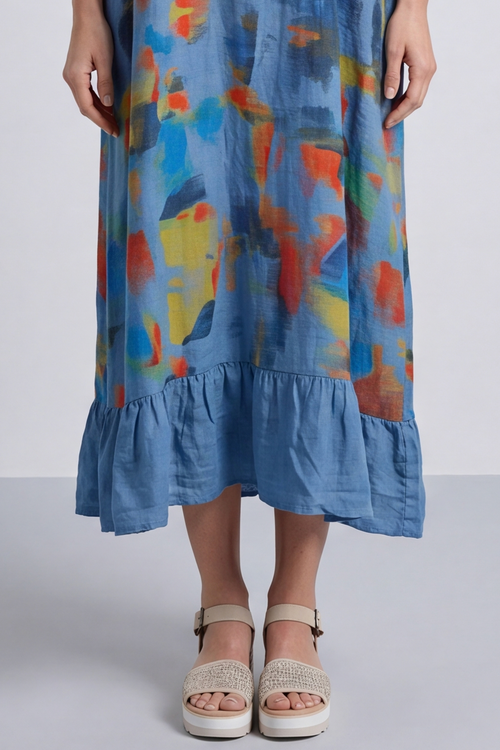 Ariella Linen Dress and Jacket Set Blue - Image 9
