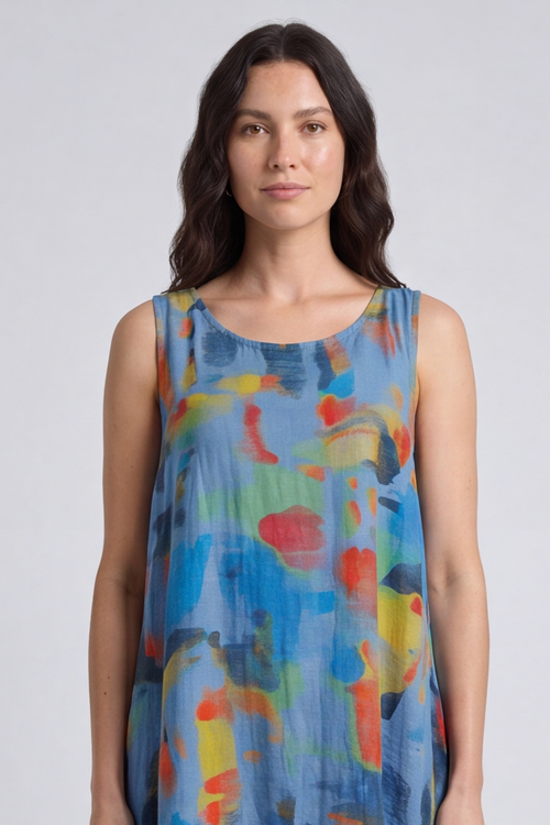 Ariella Linen Dress and Jacket Set Blue - Image 4