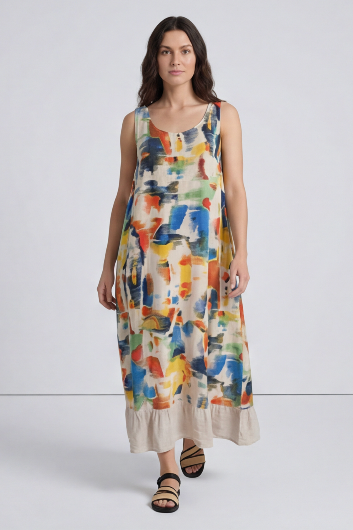Ariella Linen Dress and Jacket Set Stone