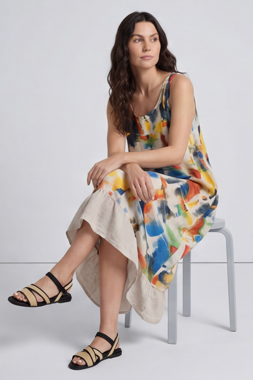 Ariella Linen Dress and Jacket Set Stone - Image 3
