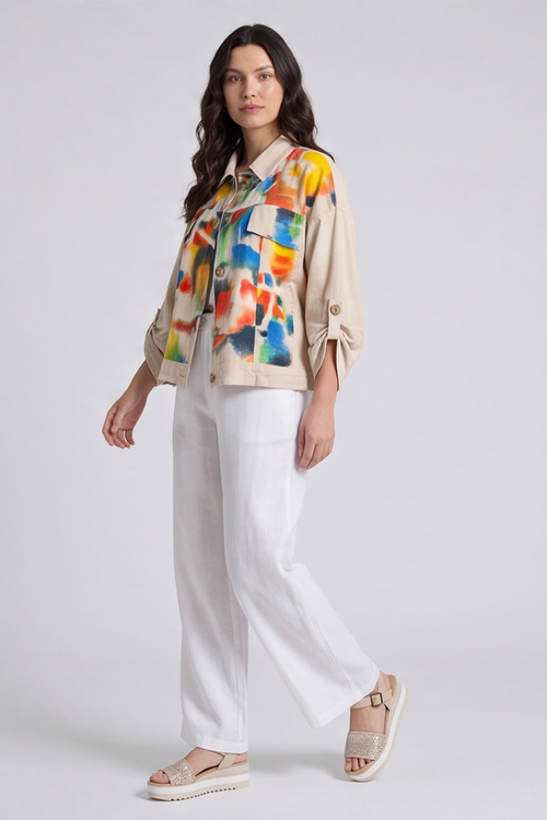 Ariella Linen Dress and Jacket Set Stone - Image 6