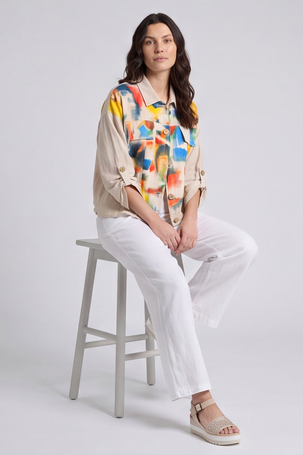 Ariella Linen Dress and Jacket Set Stone