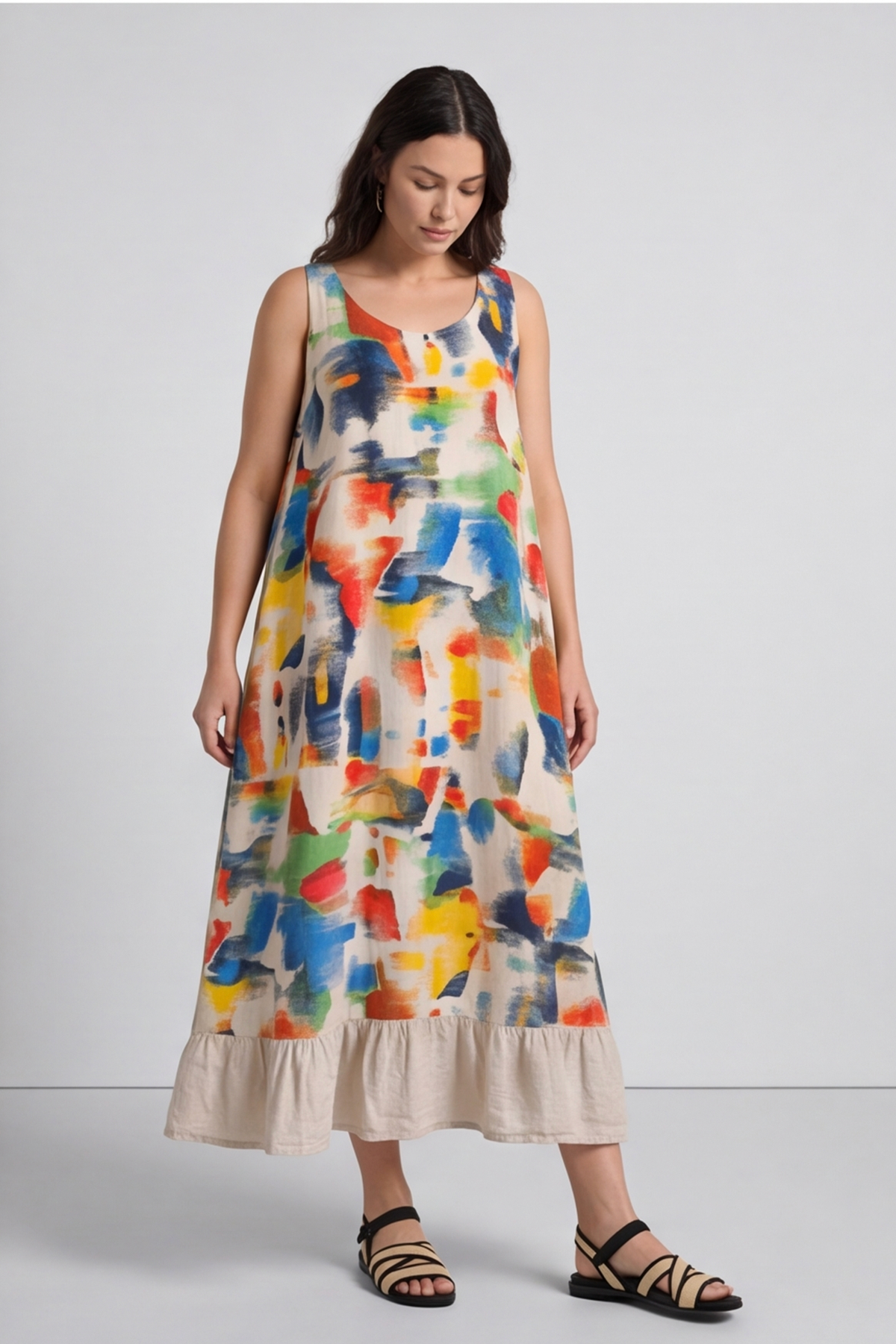 Ariella Linen Dress and Jacket Set Stone