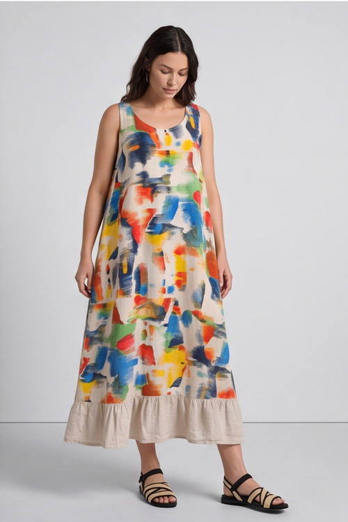 Ariella Linen Dress and Jacket Set Stone - Image 11