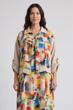 Ariella Linen Dress and Jacket Set Stone