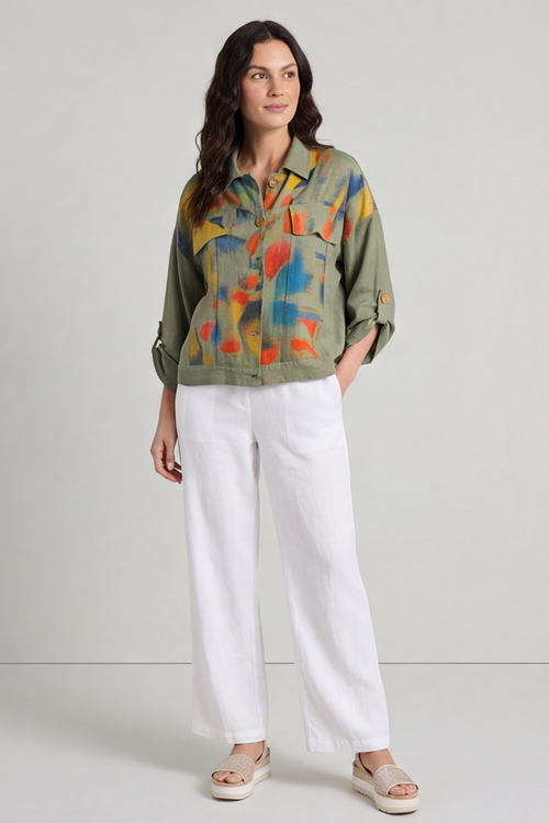 Ariella Linen Dress and Jacket Set Khaki - Image 4