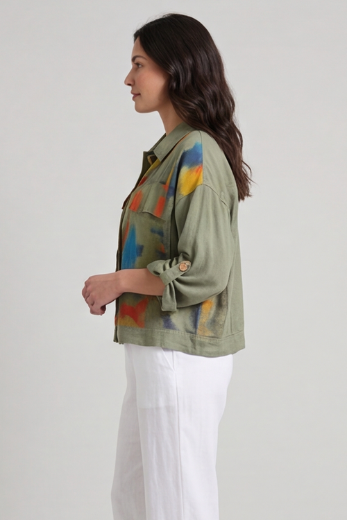 Ariella Linen Dress and Jacket Set Khaki - Image 6