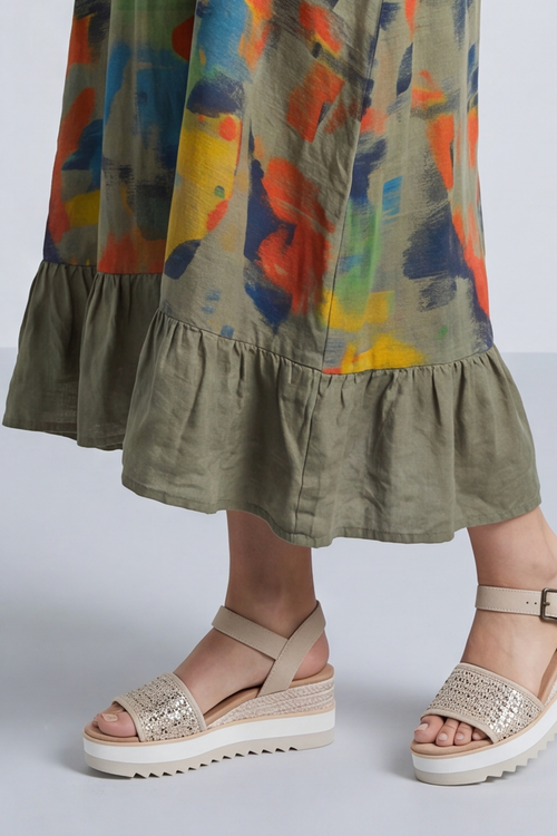 Ariella Linen Dress and Jacket Set Khaki - Image 11