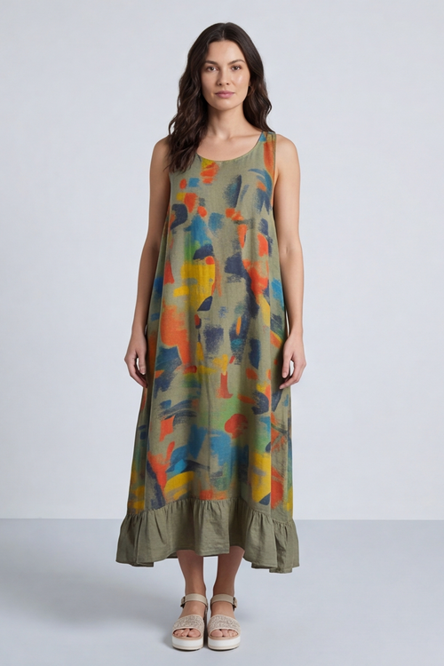 Ariella Linen Dress and Jacket Set Khaki - Image 13