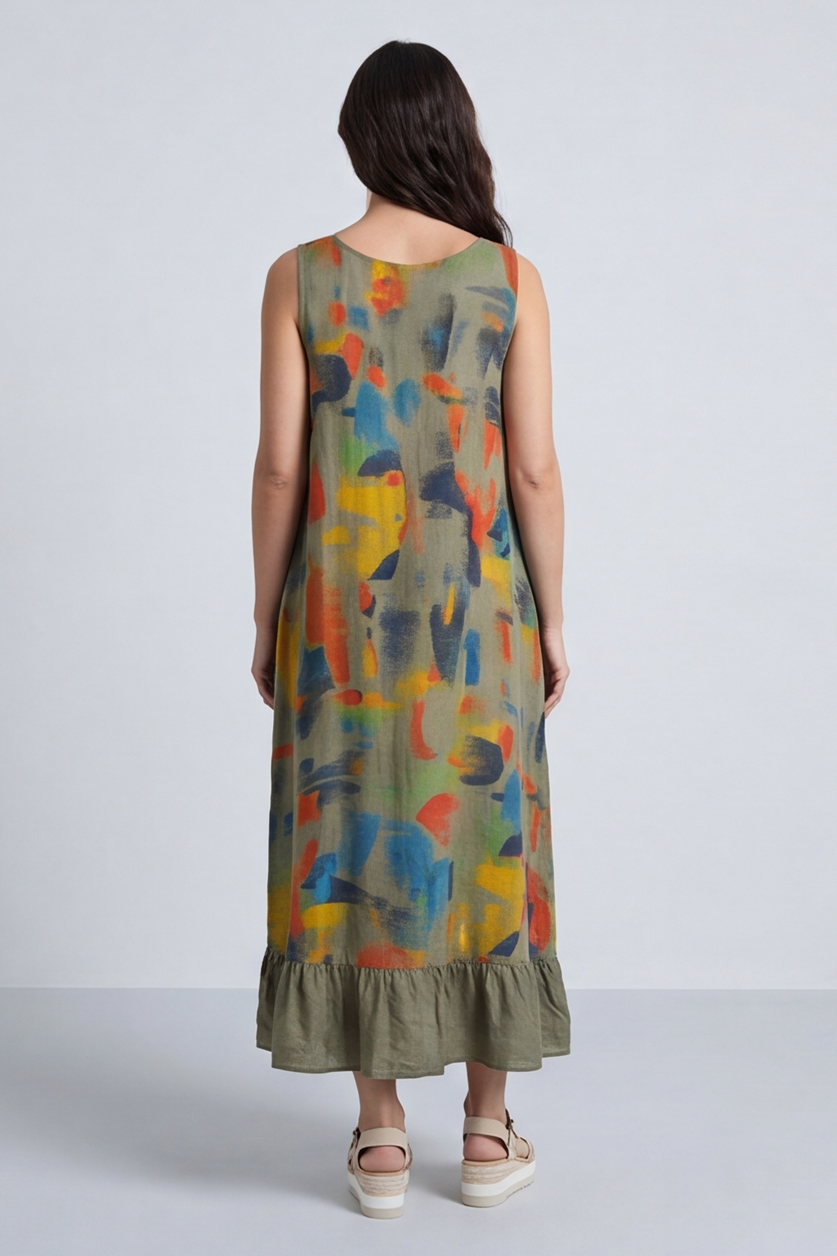 Ariella Linen Dress and Jacket Set Khaki