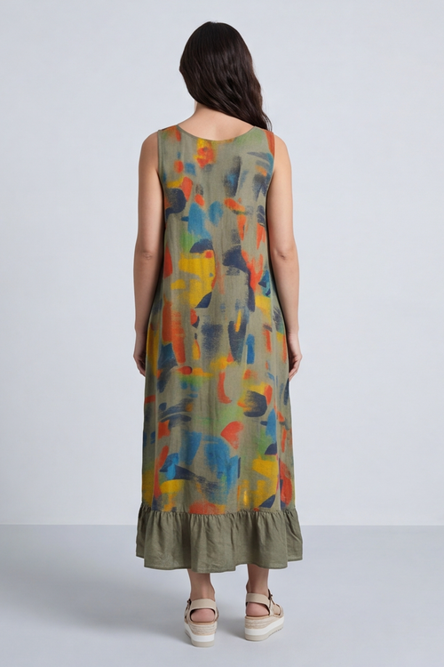 Ariella Linen Dress and Jacket Set Khaki - Image 3