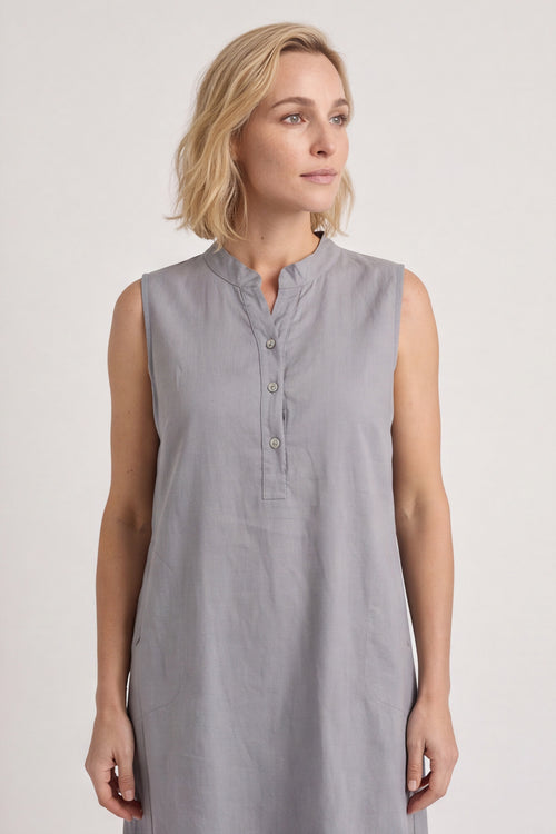 Ariyah Sleeveless Linen Tunic Mid Grey - Image 3
