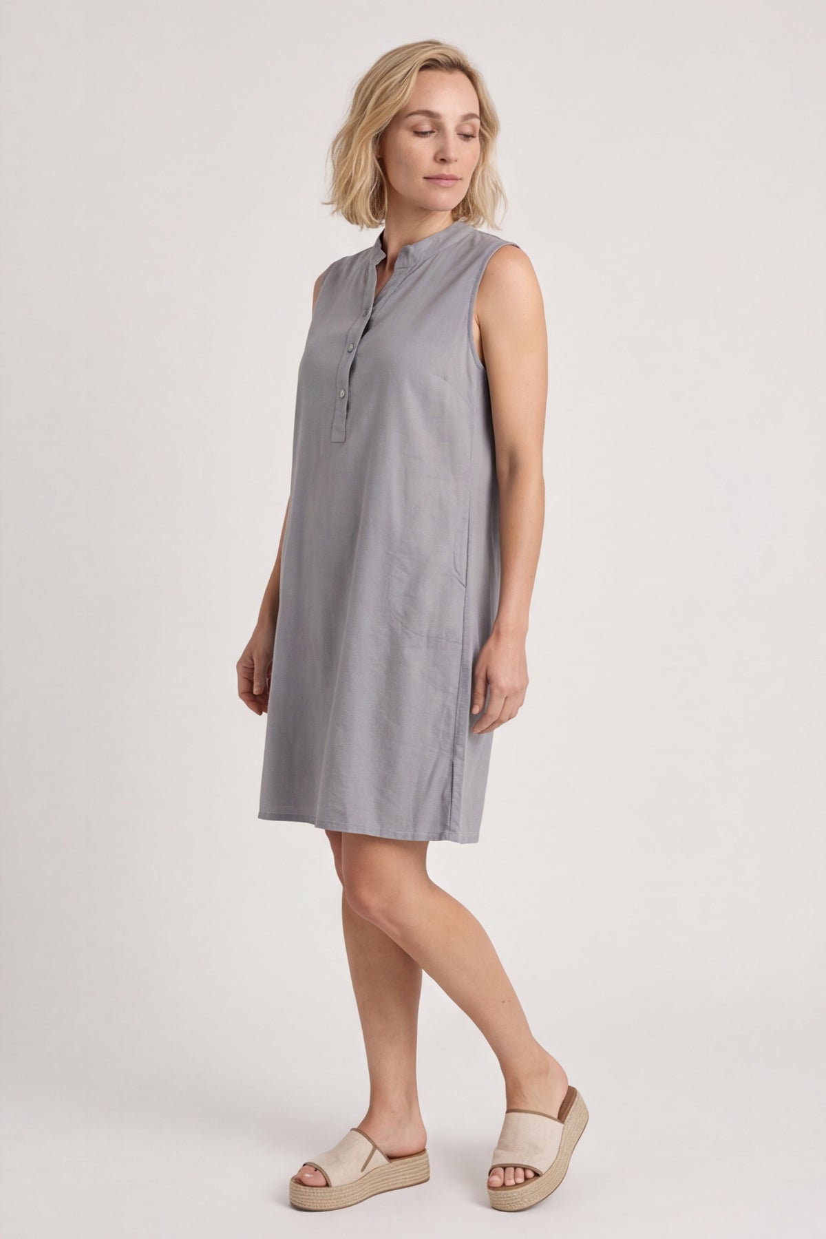 Ariyah Sleeveless Linen Tunic Mid Grey