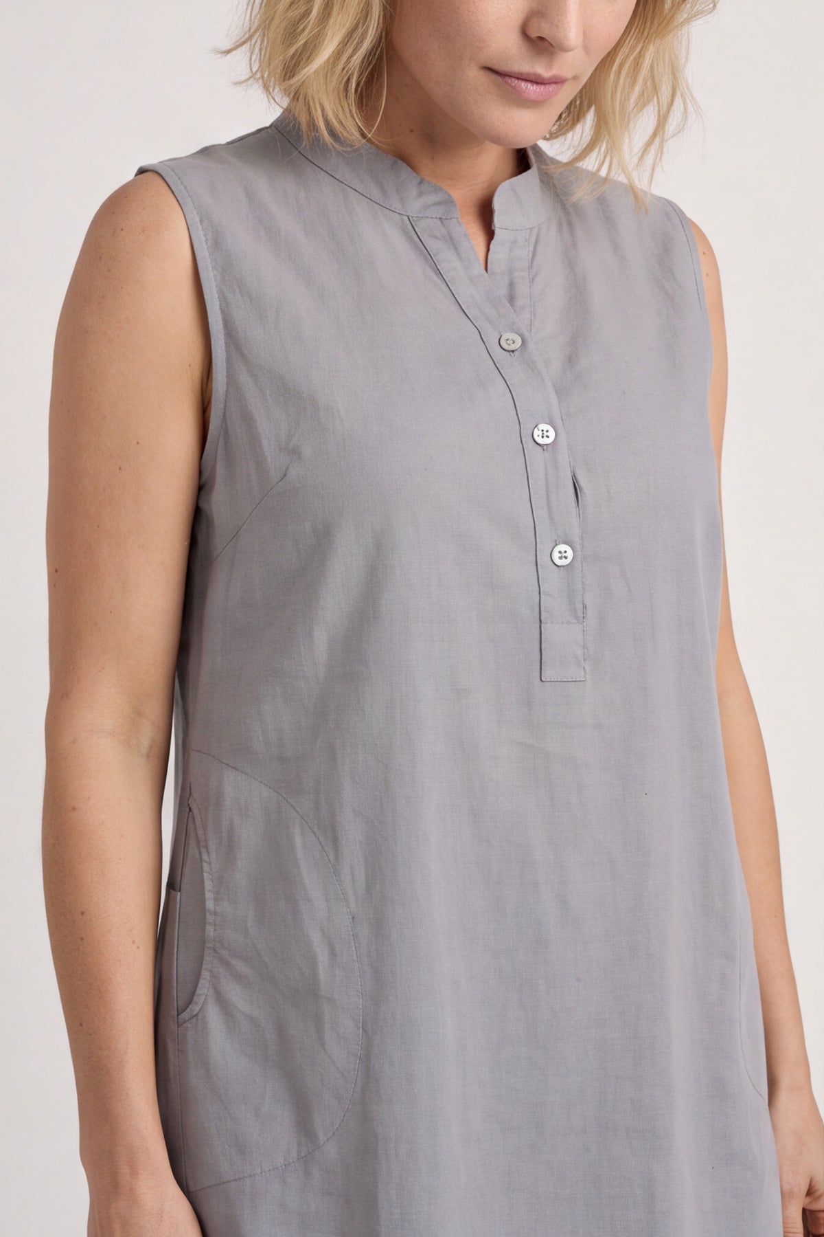 Ariyah Sleeveless Linen Tunic Mid Grey