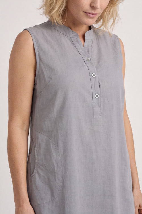 Ariyah Sleeveless Linen Tunic Mid Grey - Image 5